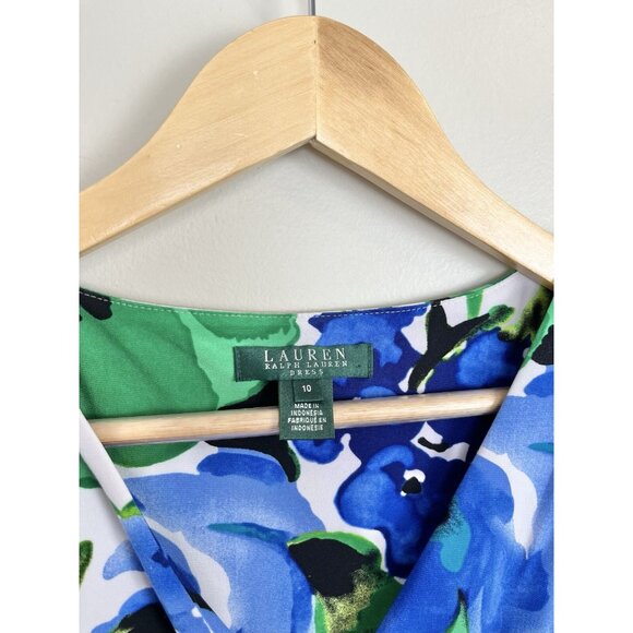 Lauren Ralph Lauren Women's Faux Wrap Dress Sz 10‎ Floral Colorful - Picture 2 of 12